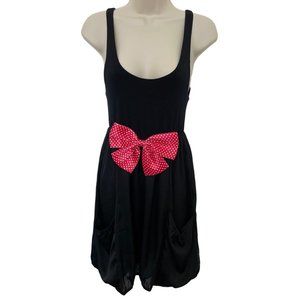 Walt Disney Parks Minnie Mouse Black Dress Red White Polka Dot Bow Sz S Costume